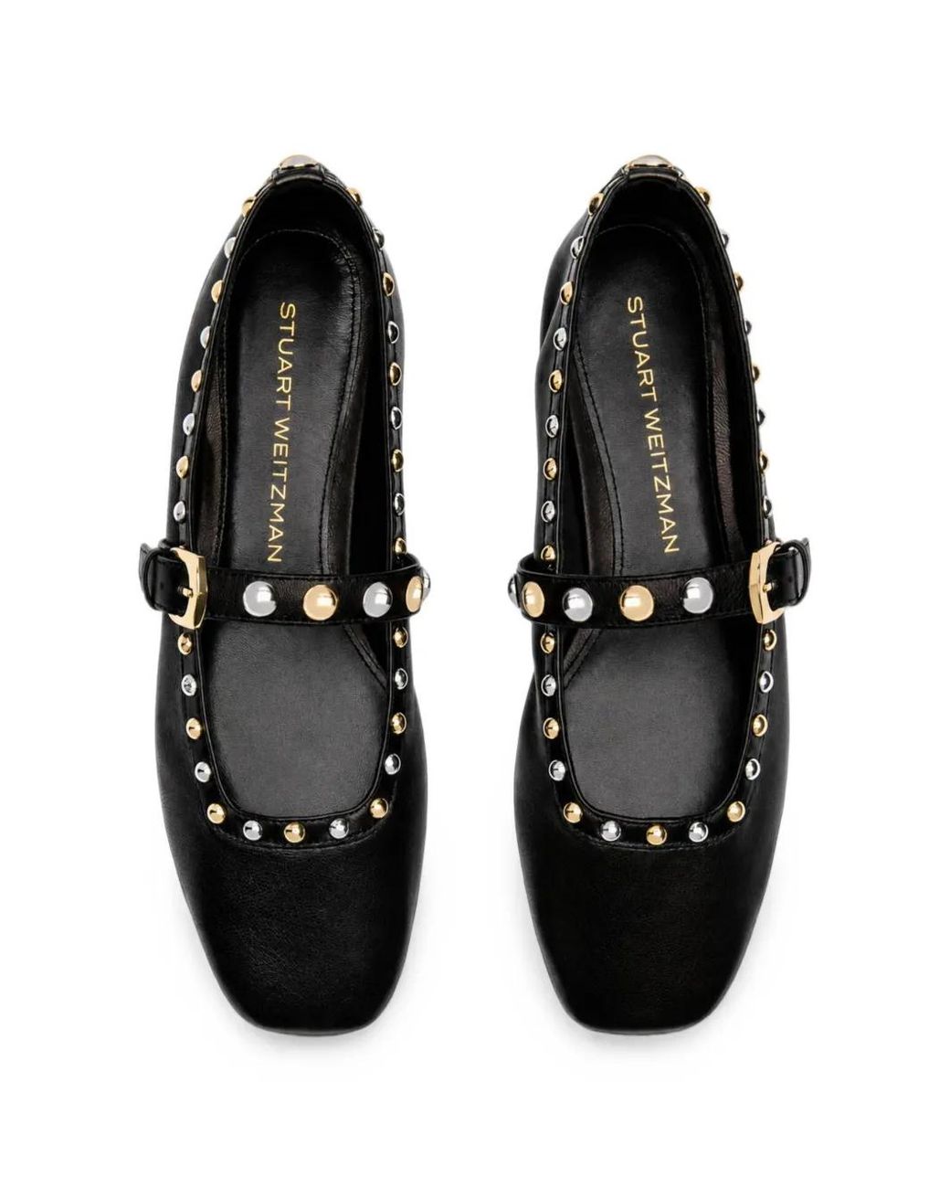 Stuart Weitzman Black Ballerines Perry À Détails De Clous