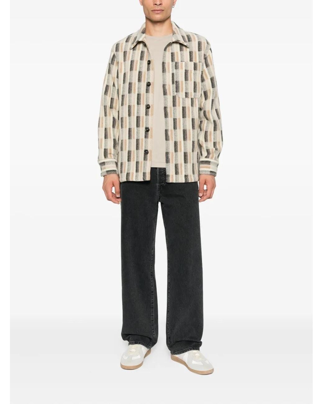 A.P.C. Natural Checked Wool Jacket for men