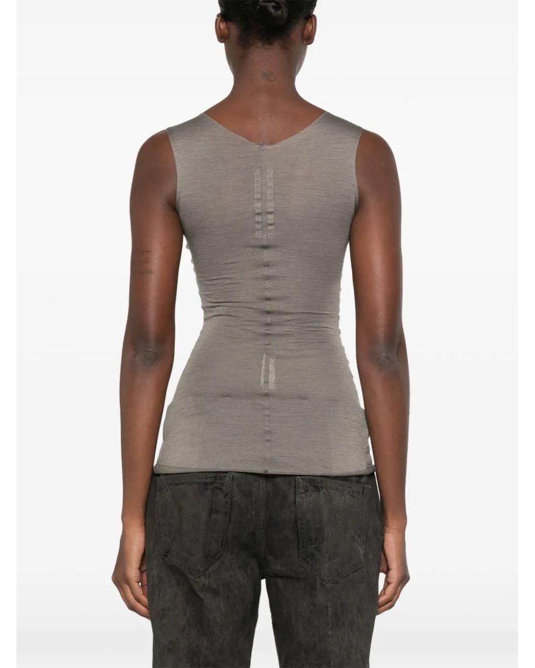 Rick Owens Gray Exposed-Seam Tank Top
