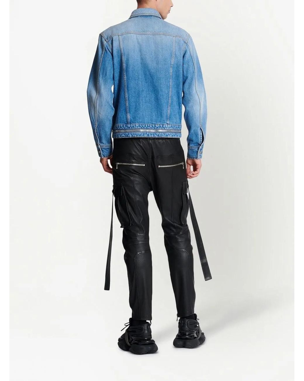 Balmain Blue Zip-Detail Denim Jacket for men