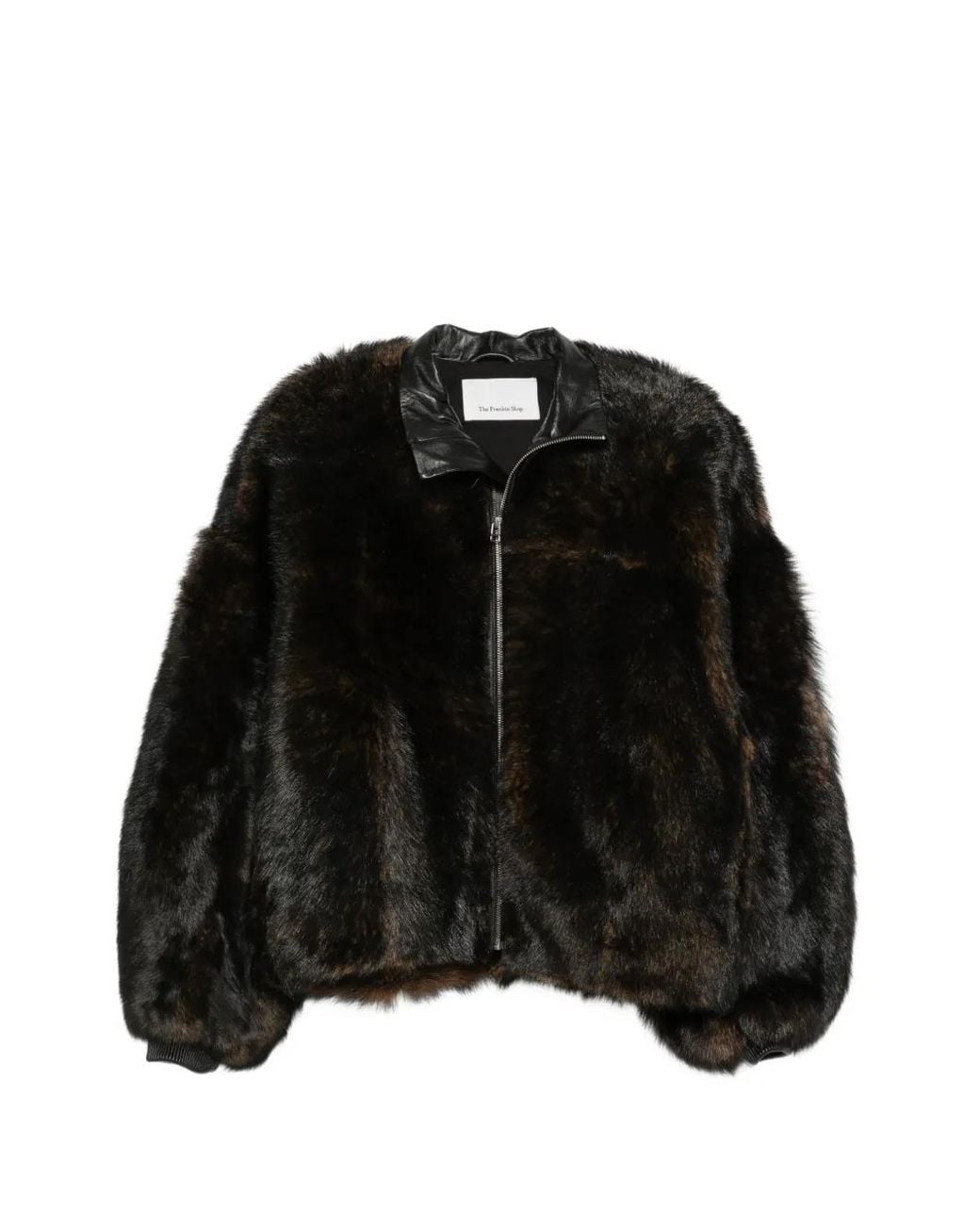 Frankie Shop Black Fur Bomber Jacket