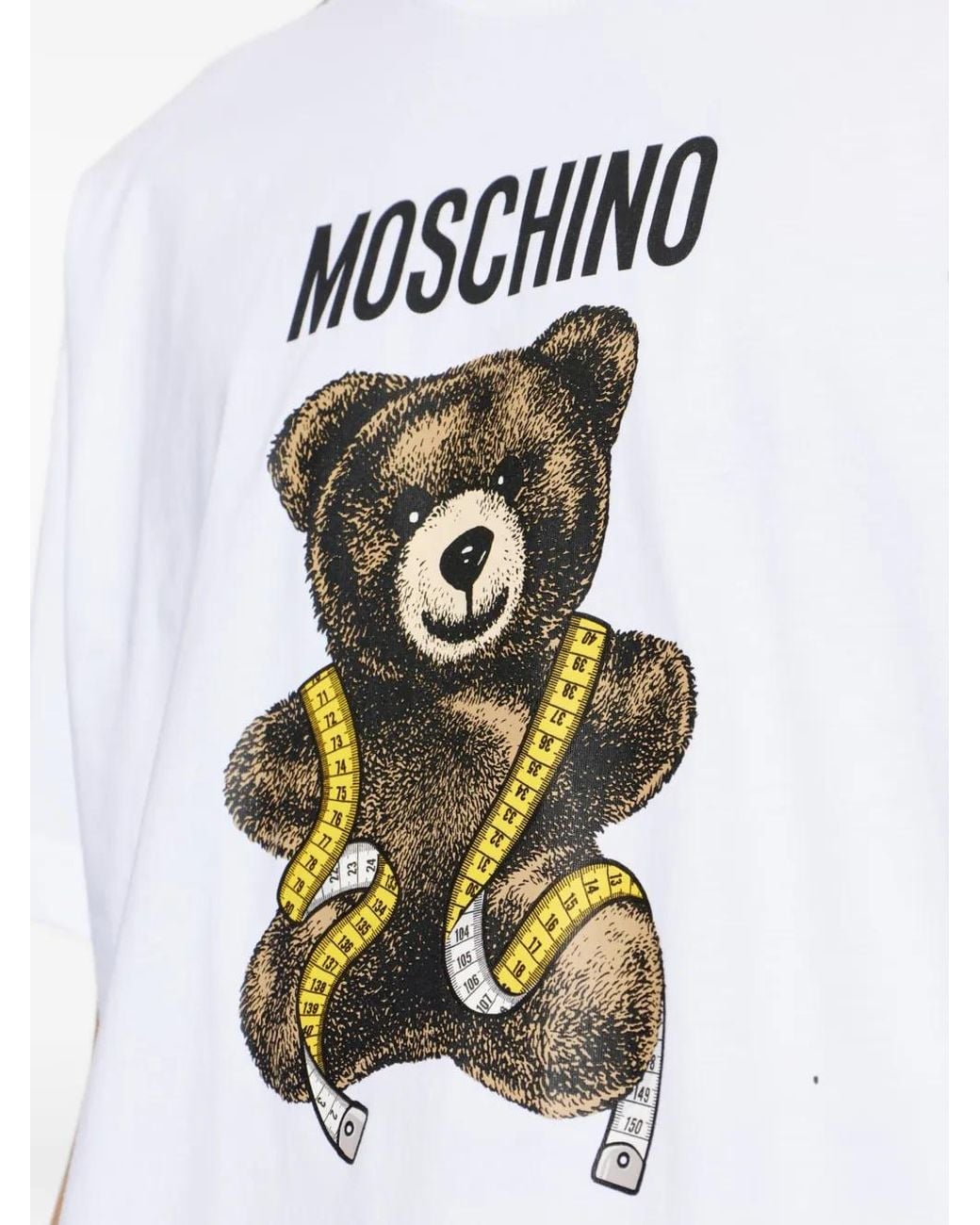 Moschino White Organic Jersey T-Shirt Decorated for men