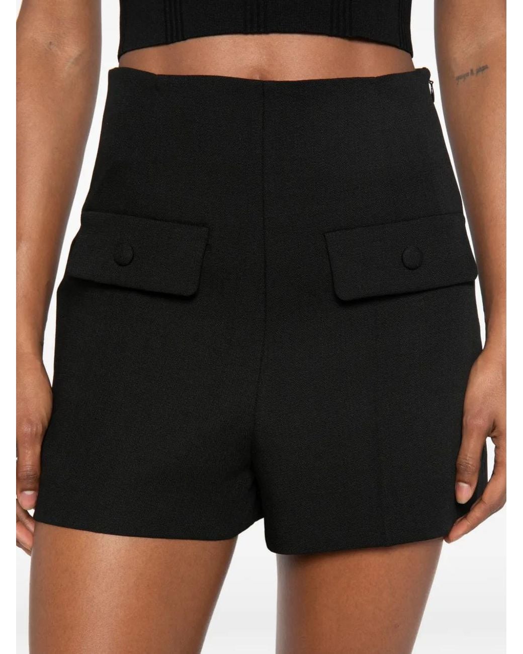 Sandro Black High-Waisted Wool Shorts