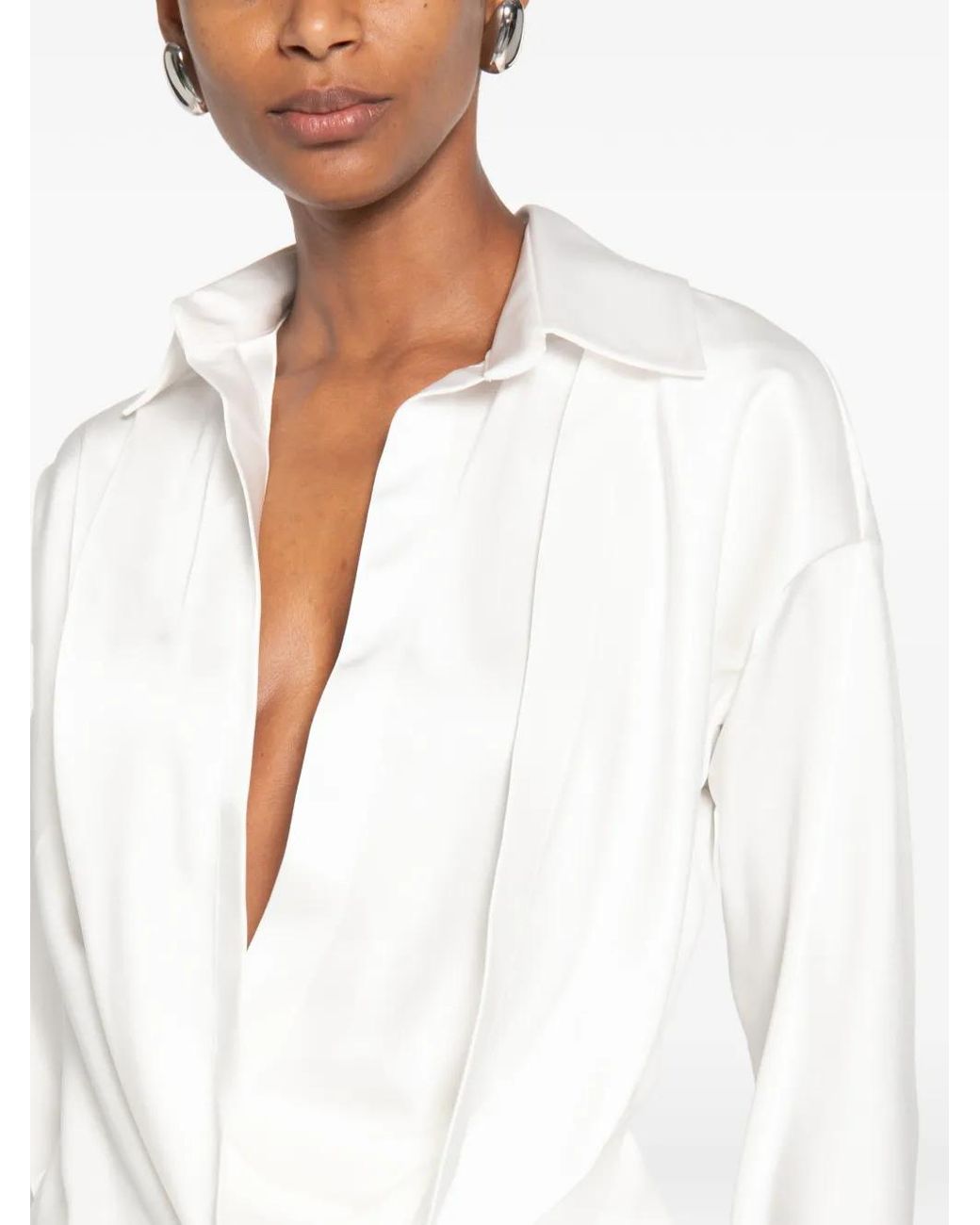 Vestiaire d'un Oiseau Libre White Asymmetric Draped Midi Dress