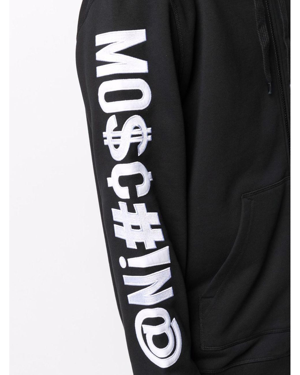 Moschino Symbols Logo Print Zipped Hoodie In Black For Men Lyst