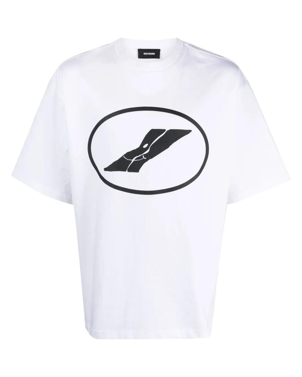 we11done Blue Logo-Print Cotton T-Shirt
