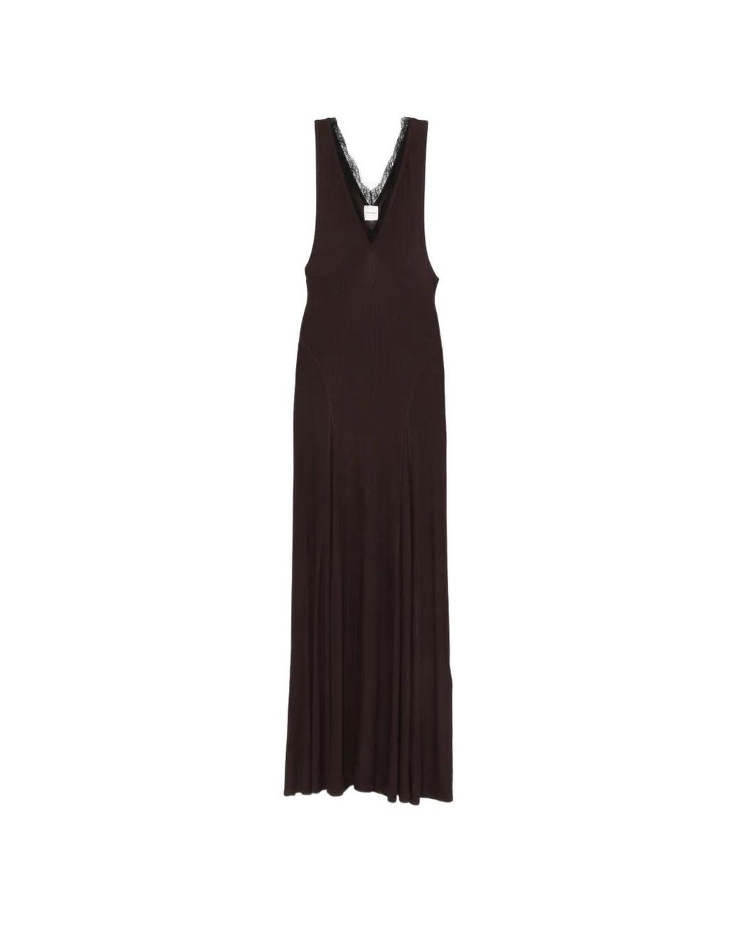 Nanushka Brown Ignia Lace-Detail Maxi Dress