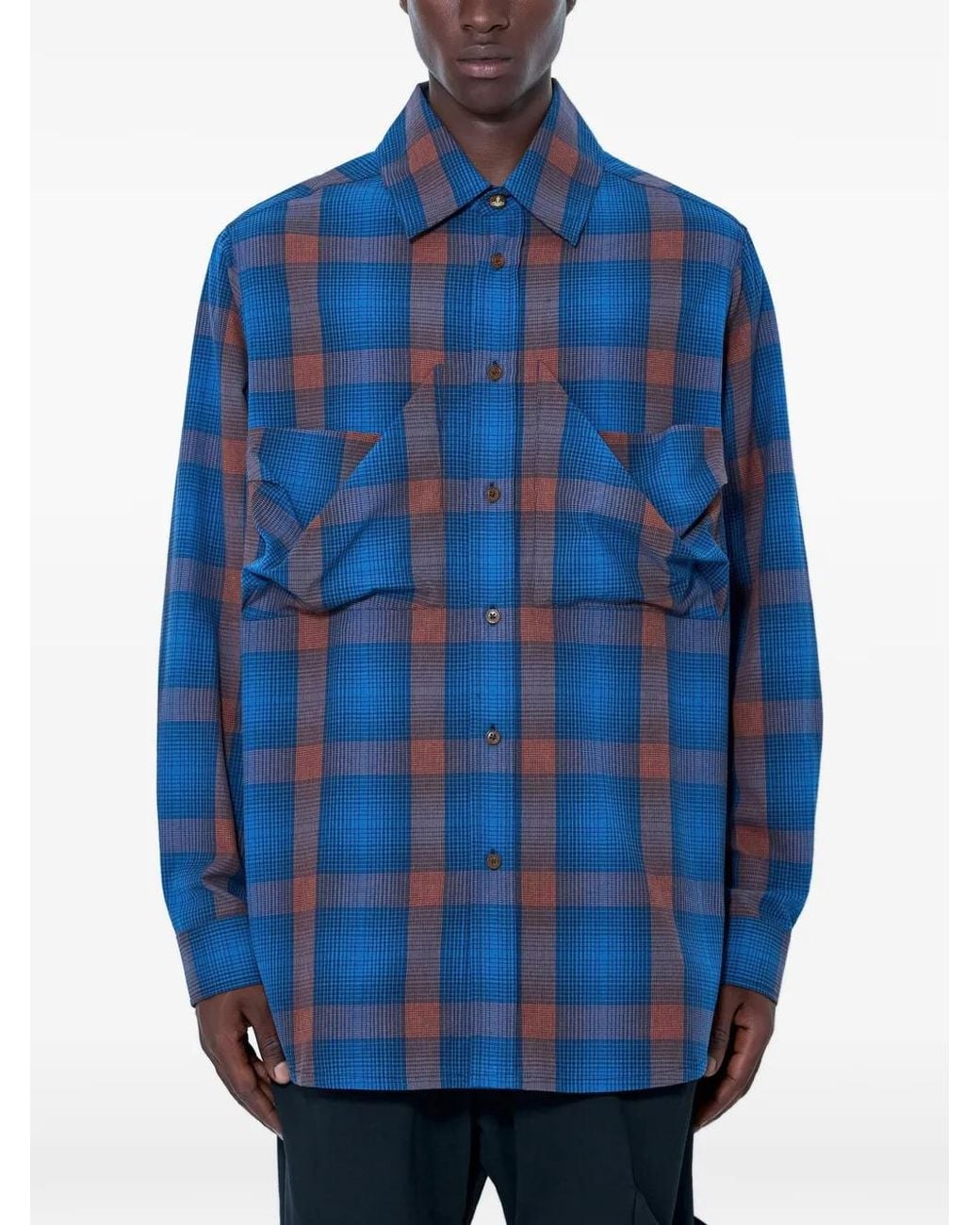 Vivienne Westwood Blue Check-Pattern Button-Down Shirt for men