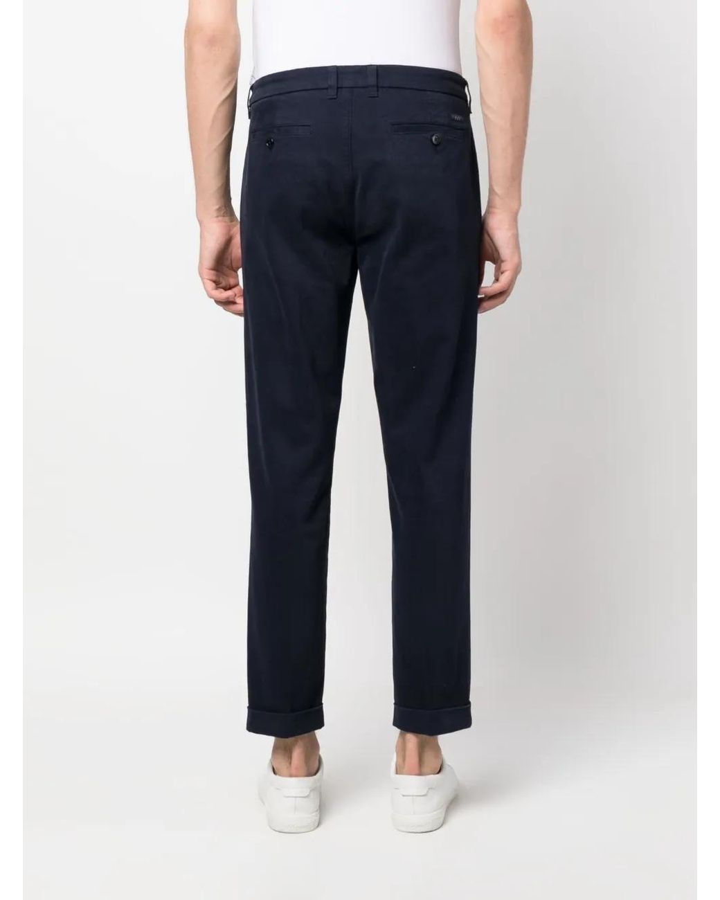 Fay Blue Capri Mid-Rise Tapered Trousers for men