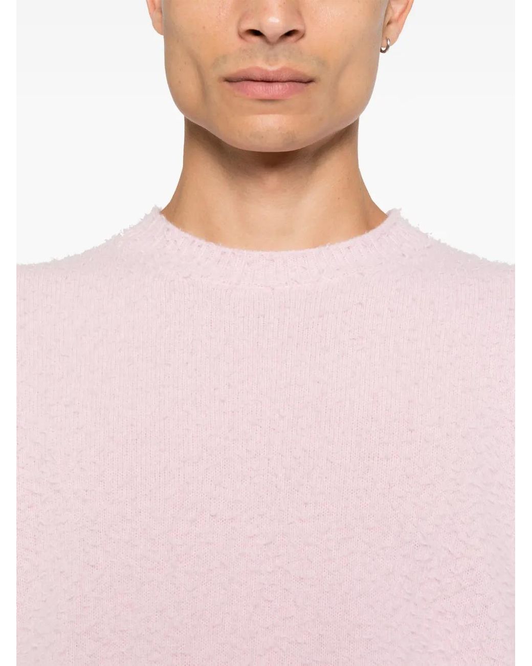 Scaglione Pink Bouclé-Knit Sweater for men