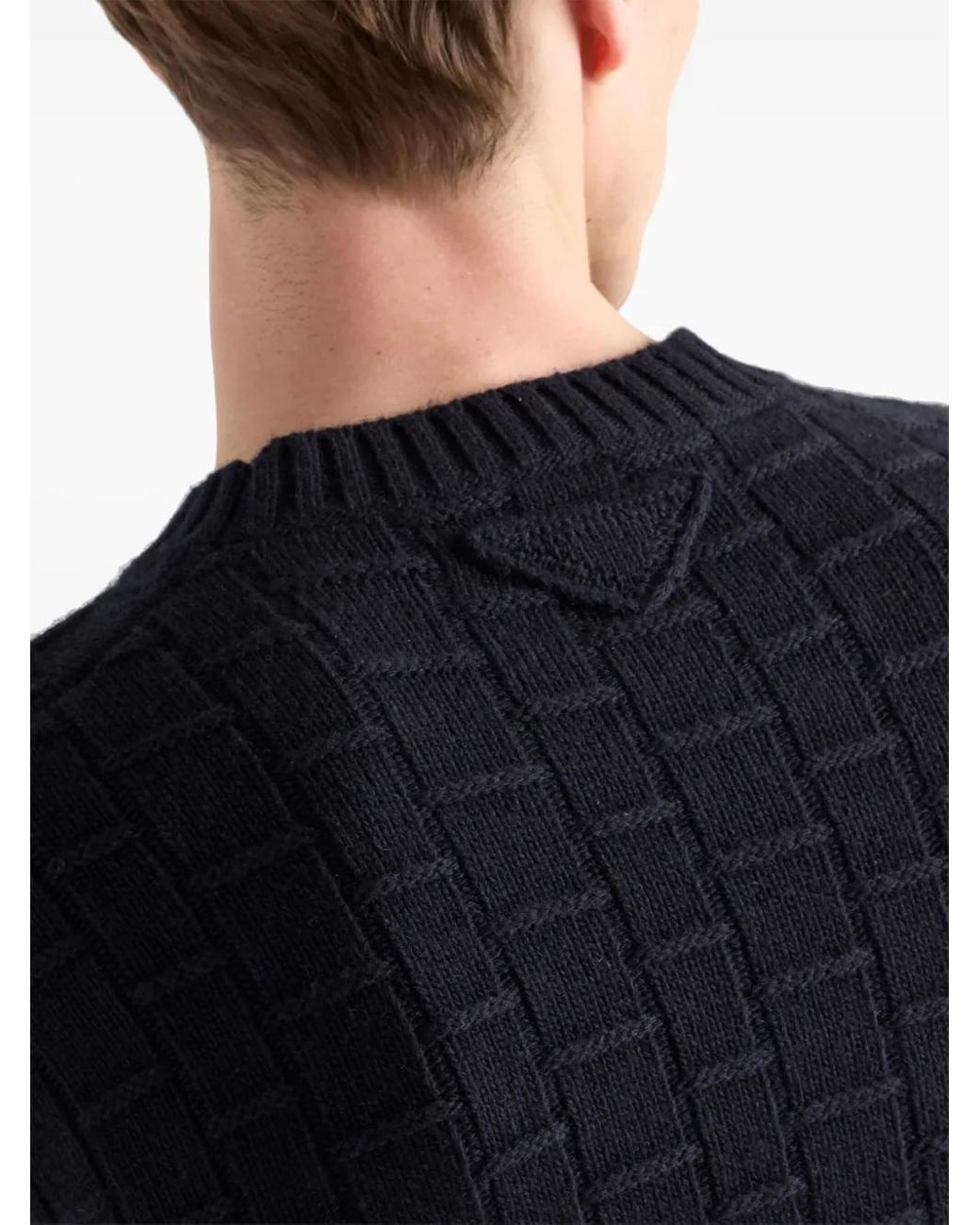 Prada Blue Crew-Neck Cashmere Sweater for men