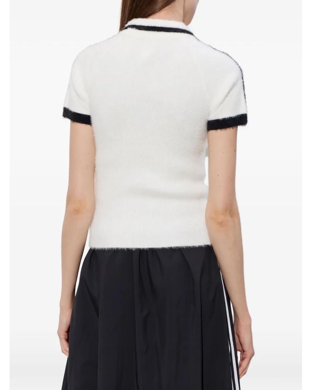 Adidas White Polo À Détail Rayé