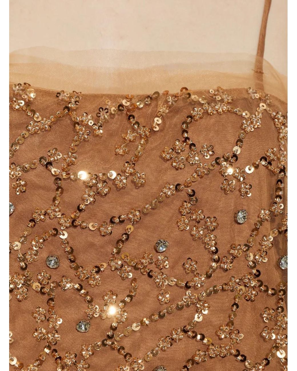 Munthe Brown Nannali Sequin-Embellished Bead-Embellished Top