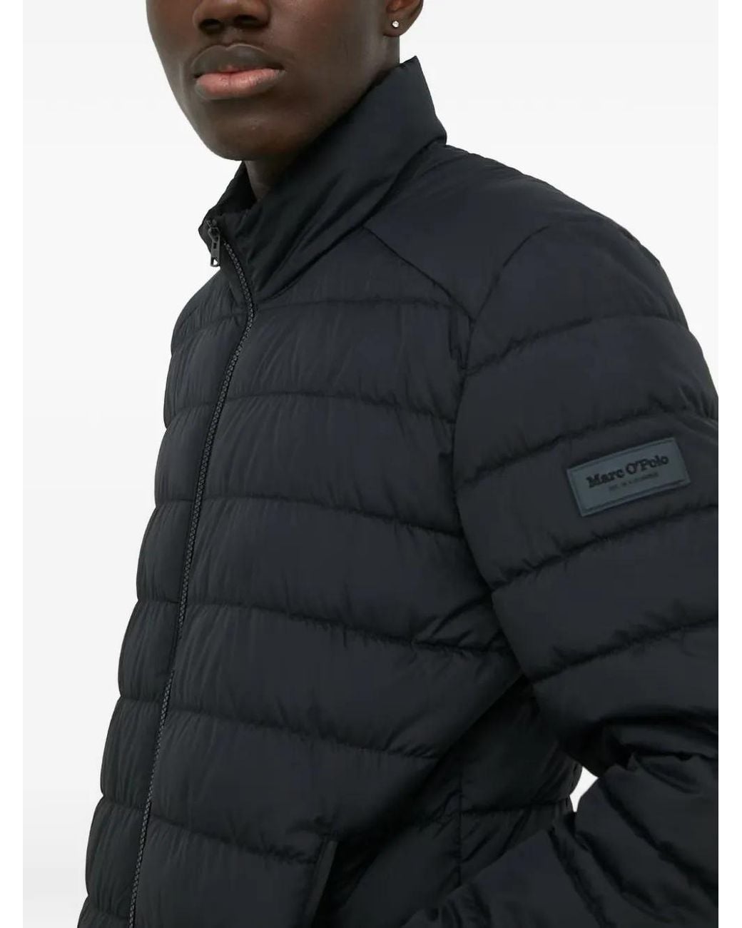 Marc O' Polo Black Logo-Patch Quilted Jacket for men