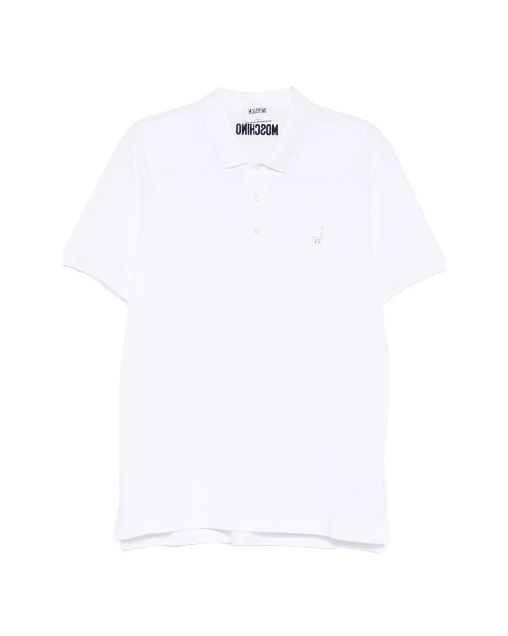 Moschino White Animal Appliqué Polo Shirt for men