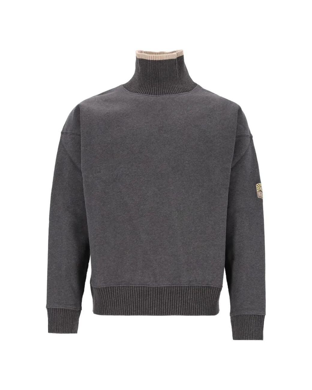 Isabel Marant Gray High-Neck Logo-Patch Sweater for men