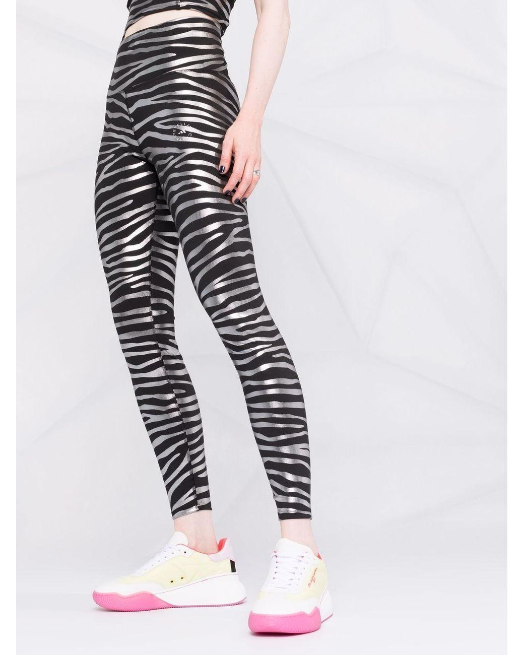 adidas By Stella McCartney Synthetic Zebra-print Training leggings in Black  - Save 41% - Lyst