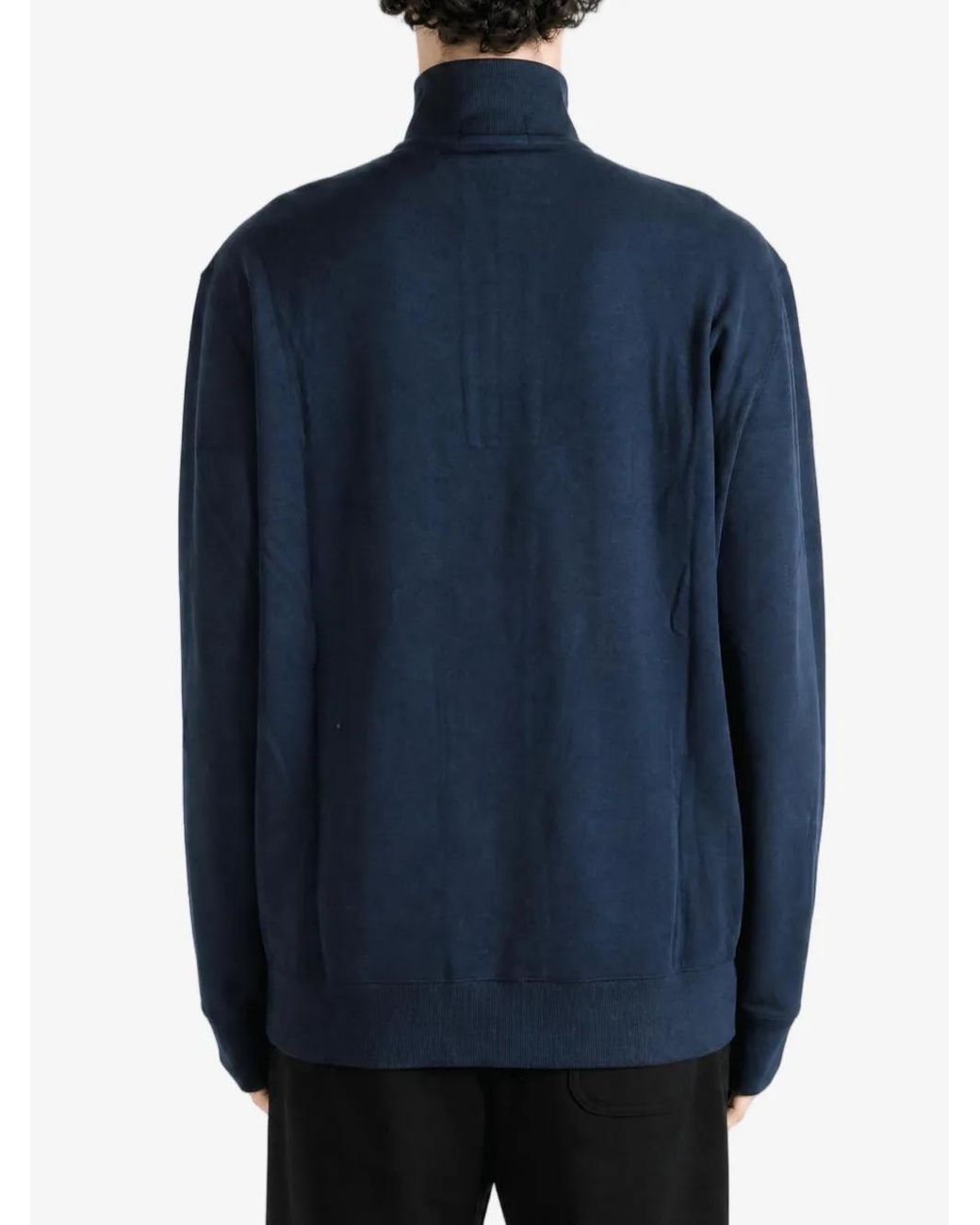 Polo Ralph Lauren Blue Logo-Embroidered Quarter-Zip Sweater for men