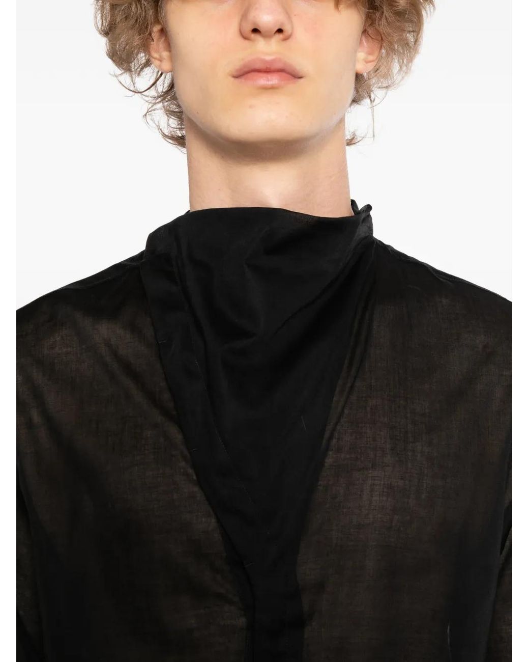 Rick Owens Black High Neck Island Shirt for men