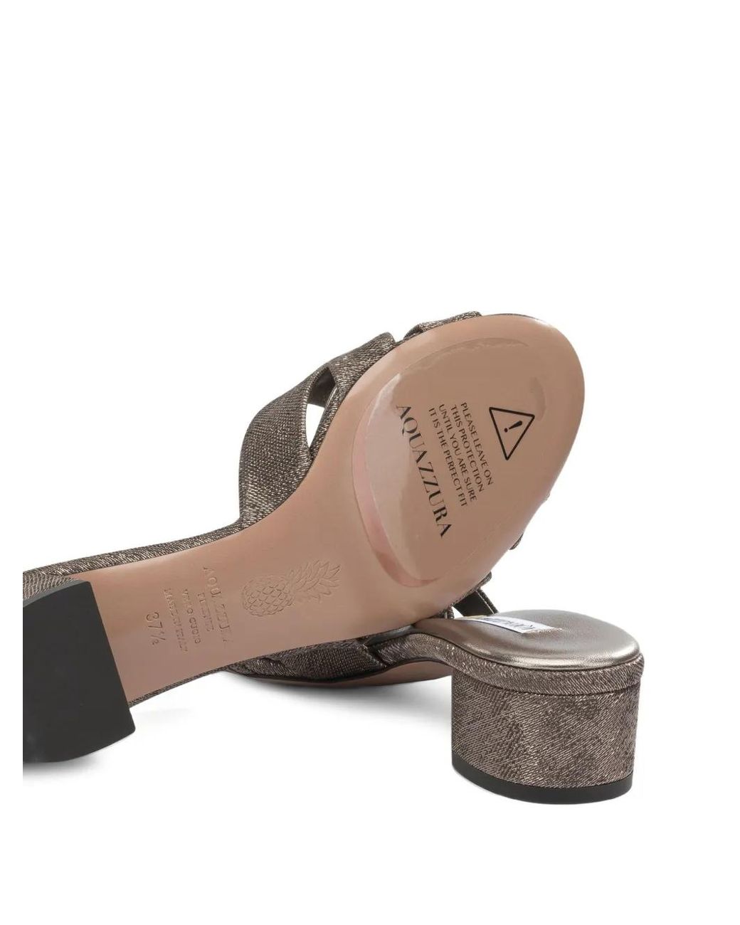 Aquazzura Gray Knot-Detail Laminated Mules