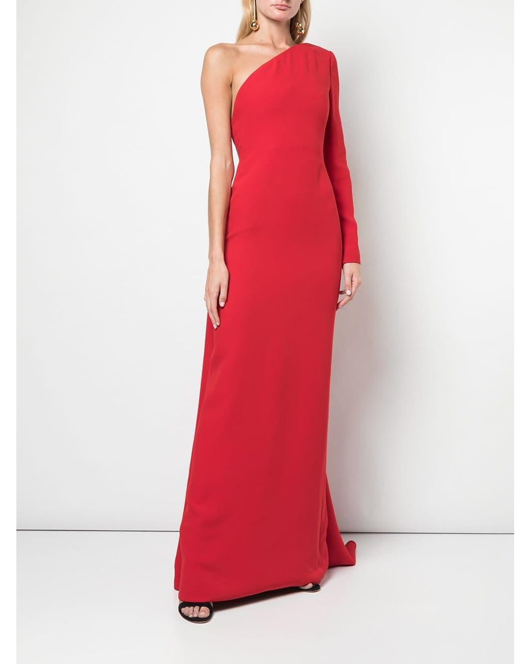 Vestido de fiesta con una sola manga Carolina Herrera de color Rojo | Lyst