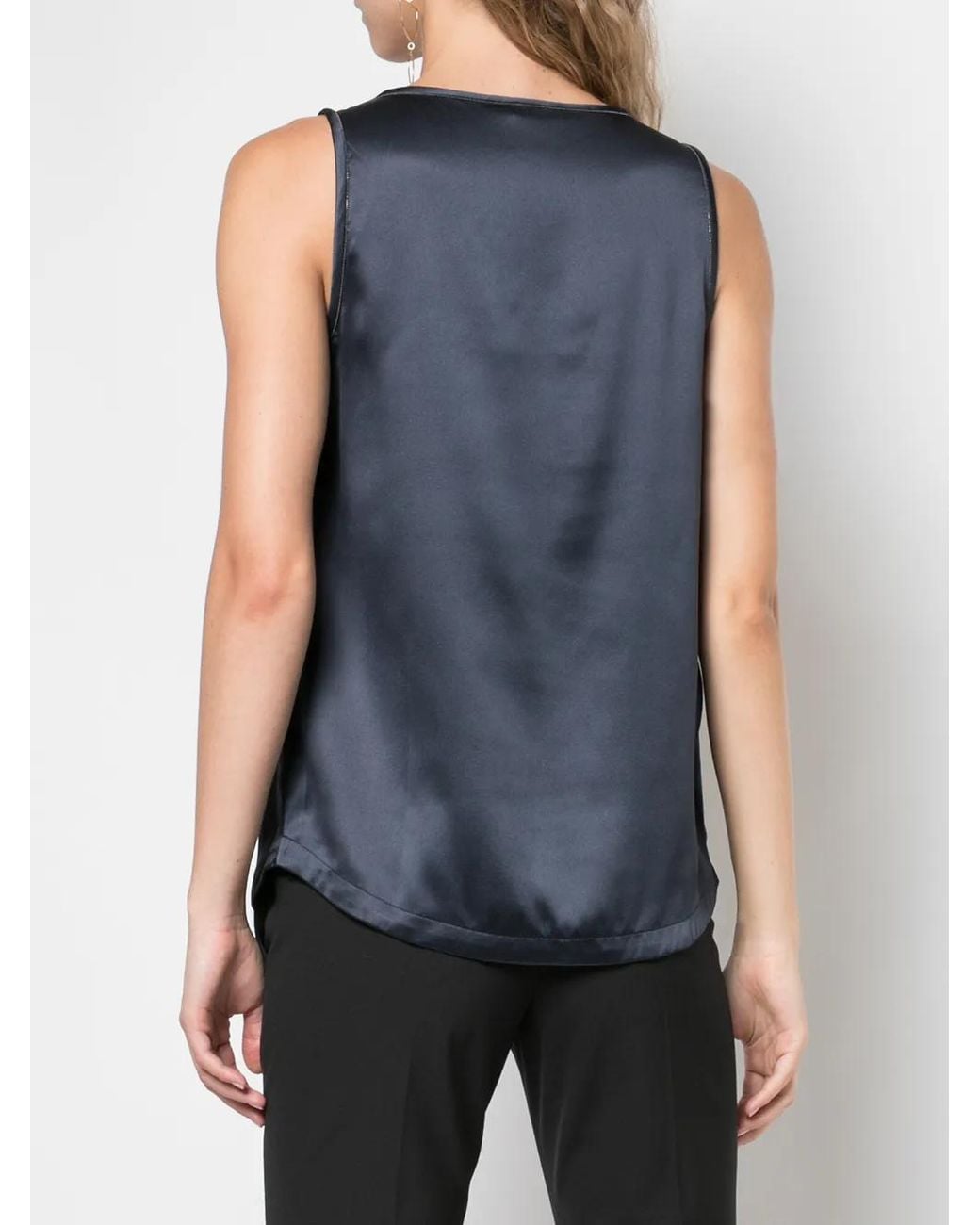 Brunello Cucinelli Blue Silk Tank Top