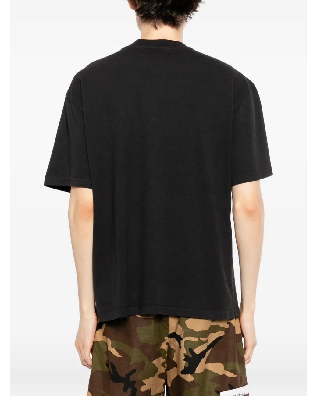 Melt Black Graphic-Print Round Neck T-Shirt for men