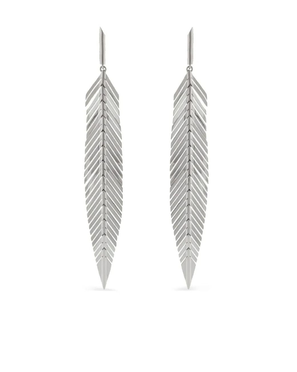 CADAR White 18Kt Feather Earrings