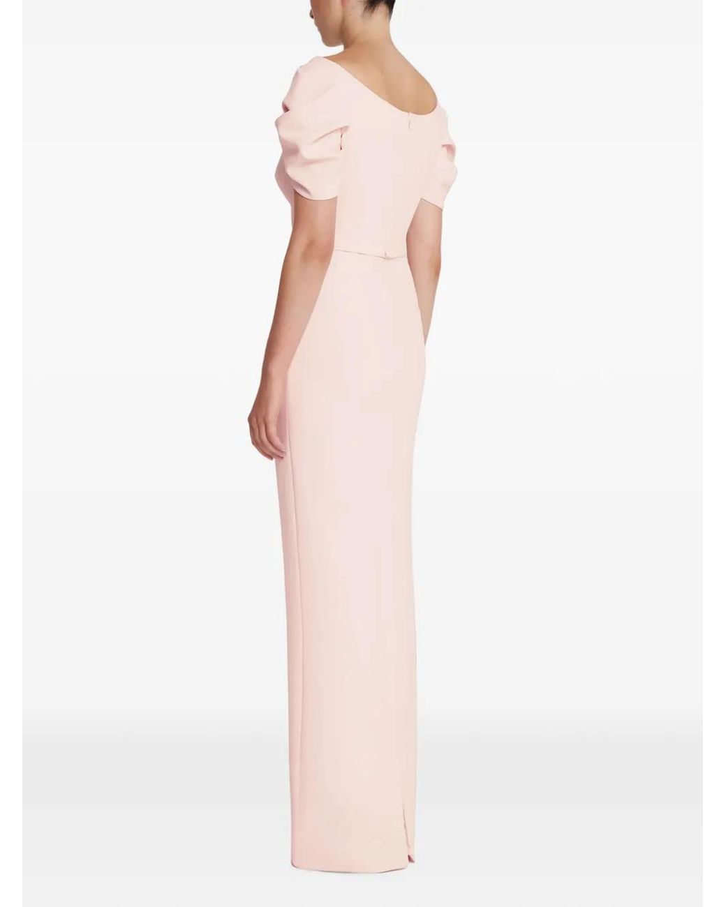 Safiyaa Pink Vanna Sculptural-Sleeve Maxi Dress