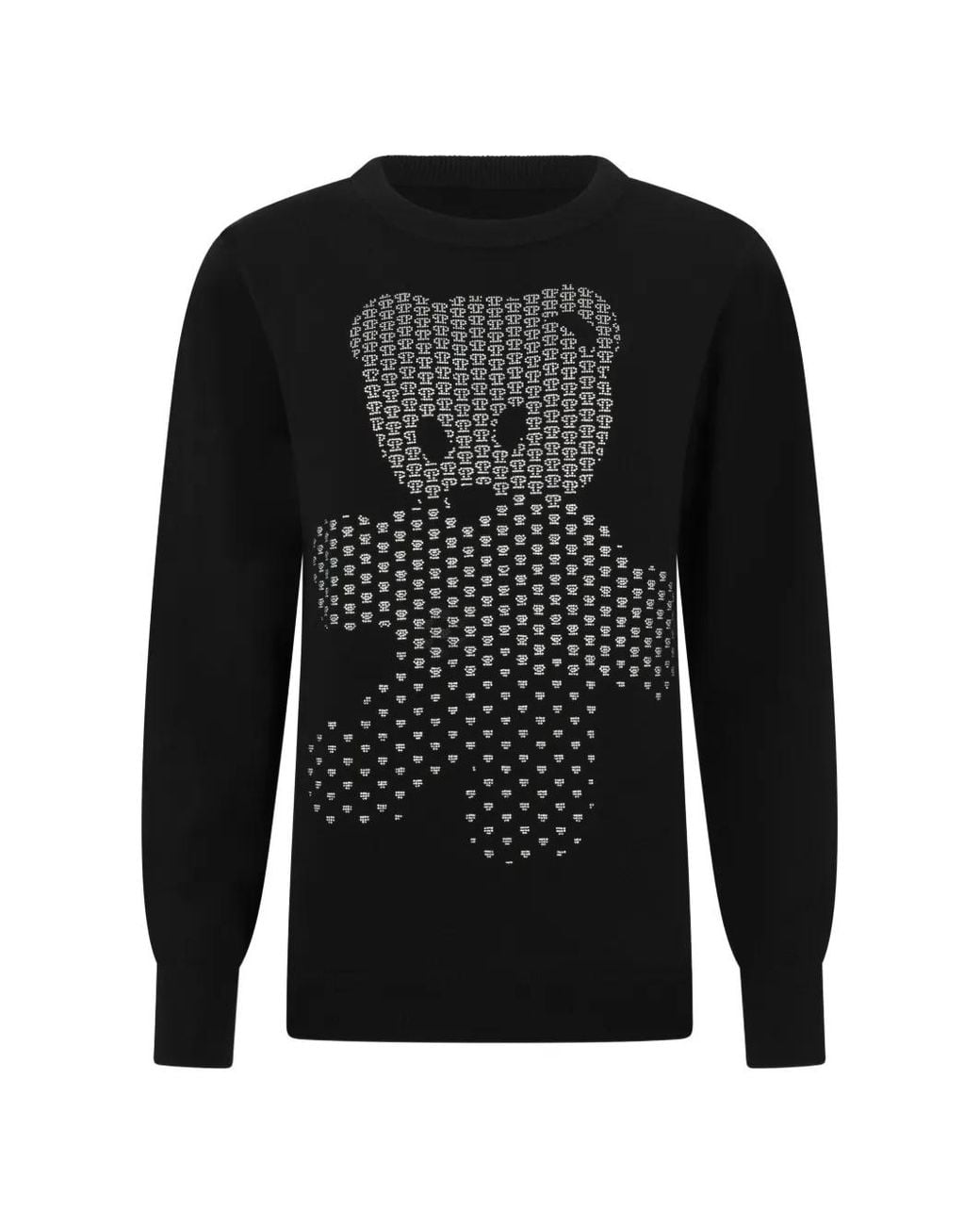 Philipp Plein Black Wool Cashmere Teddy Pullover