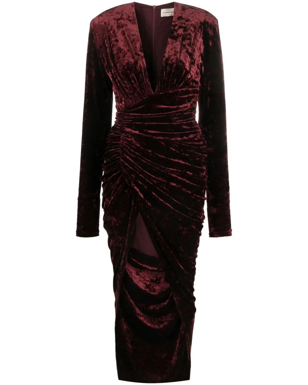 Alexandre Vauthier Black Draped Asymmetric Velour Dress