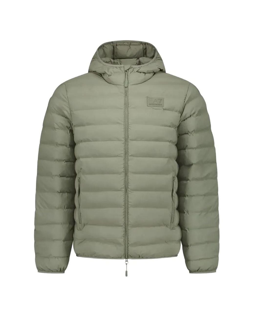 EA7 Green Hooded Quilted Jacket for men