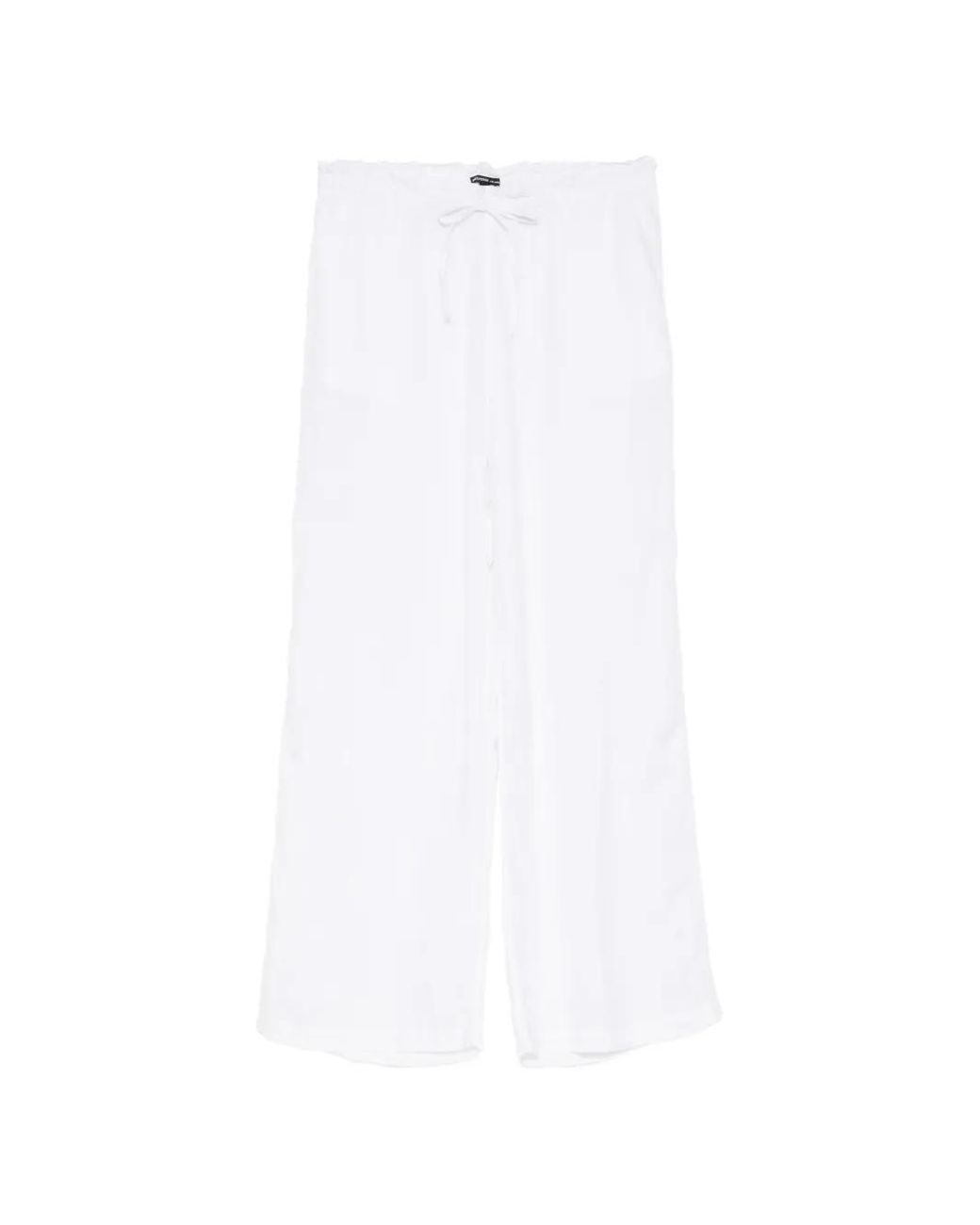 James Perse White Drawstring Linen Trousers