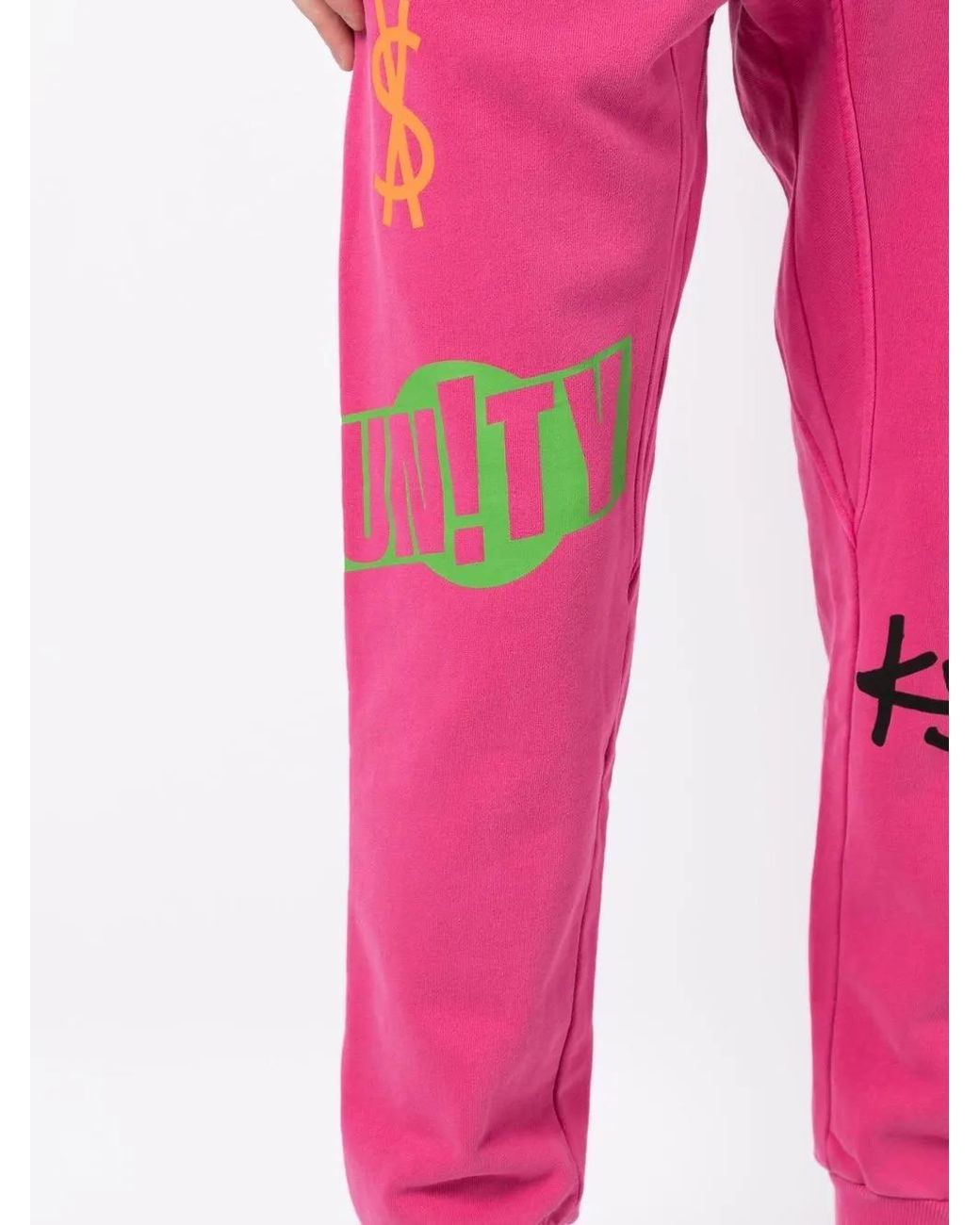 Ksubi Pink Cotton Logo-Print Track Pants for men