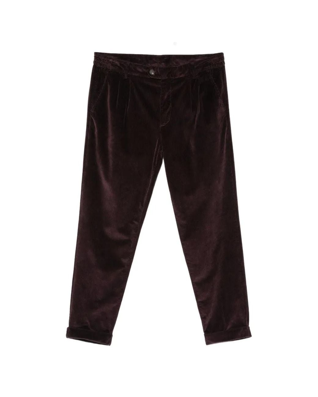 Eleventy Black Pleated Corduroy Trousers for men