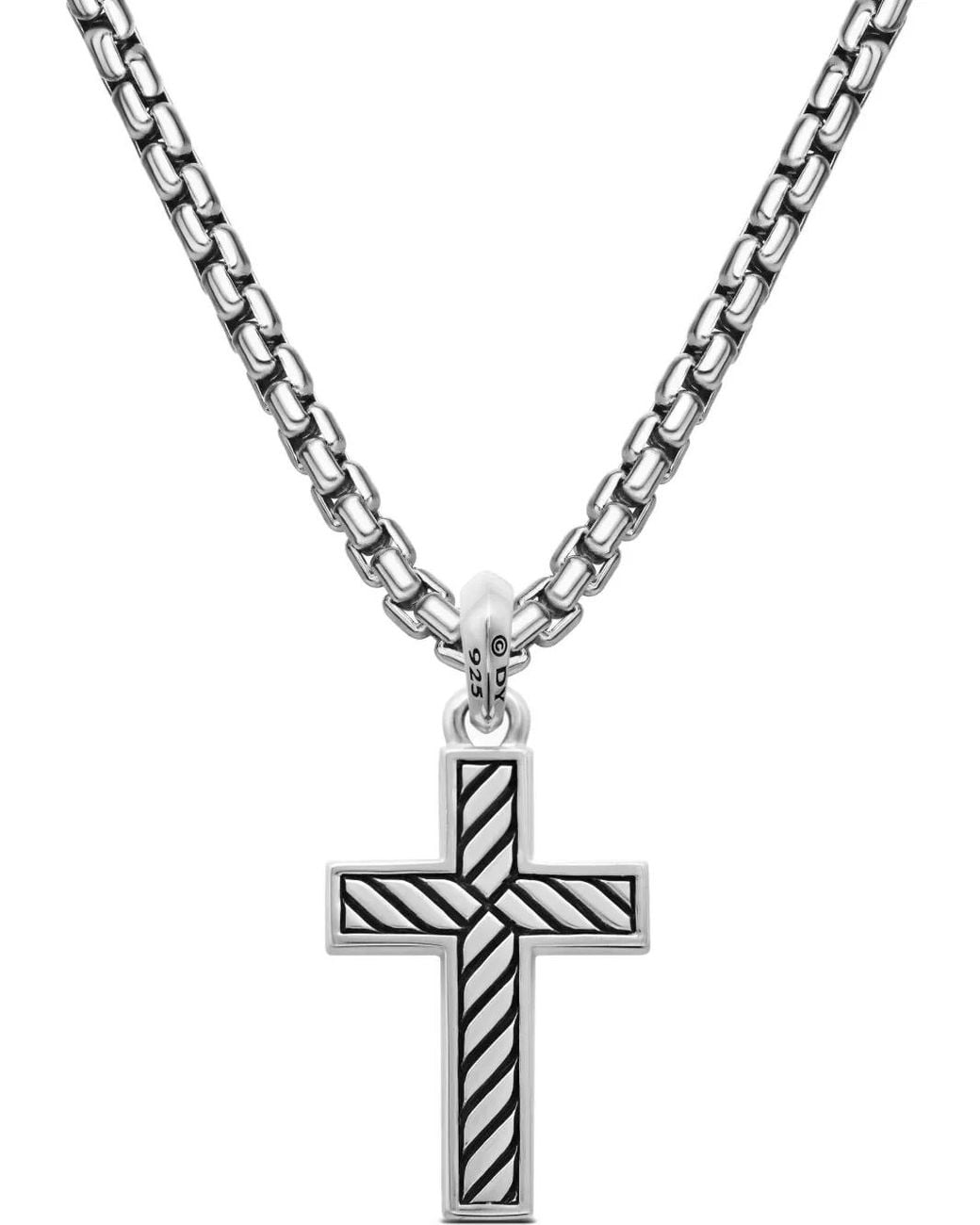 David Yurman White Sterling Exotic Stone Cross Onyx Pendant (26Mm) for men