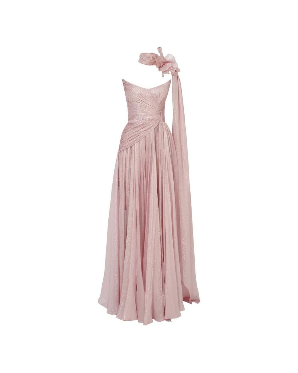 IRIS SERBAN Pink Anette Flower-Embellished Maxi Dress