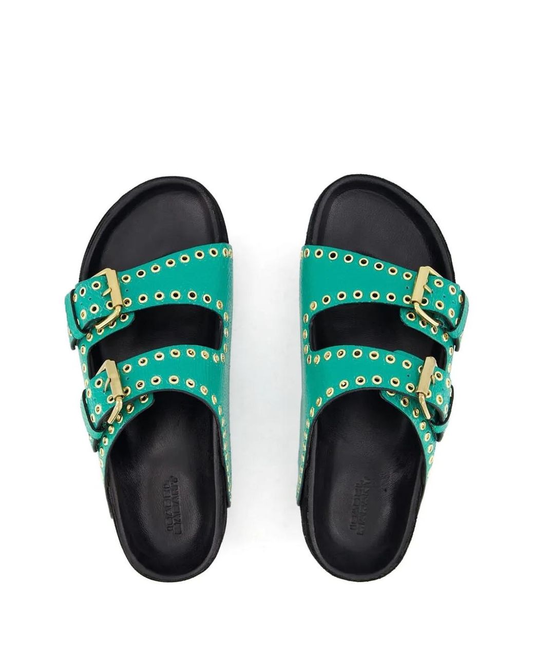 Isabel Marant Green Leather Slides