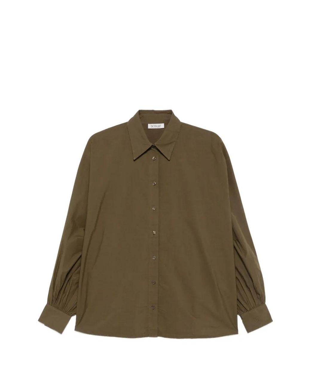 SOSUE Green Antonia Puff-Sleeves Shirt