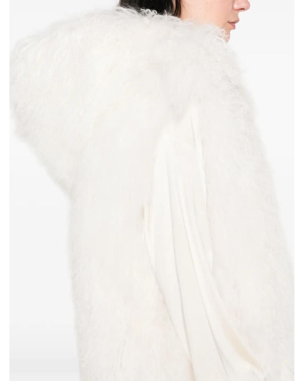 Yves Salomon White Hooded Shearling Gilet