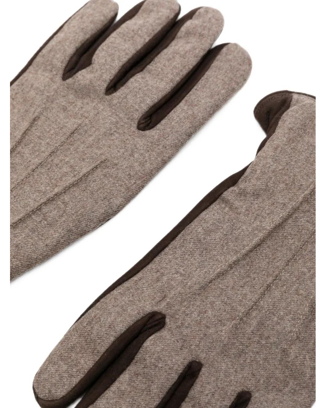 Gran Sasso Natural Panelled Elasticated-Cuff Gloves for men