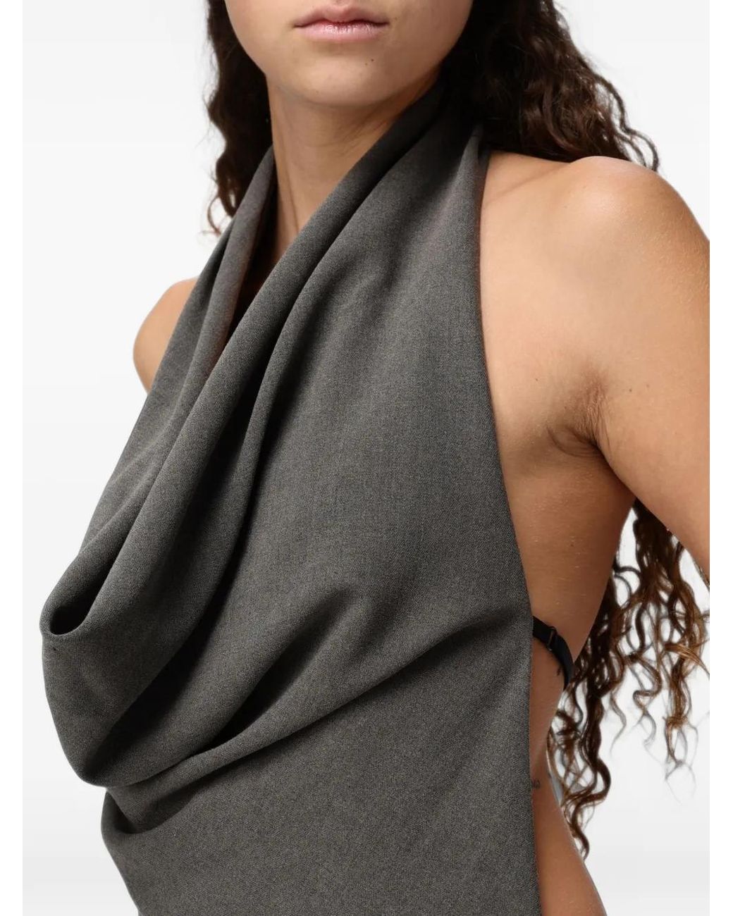 ELEH Gray Cowl-Neck Backless Jumpsuit