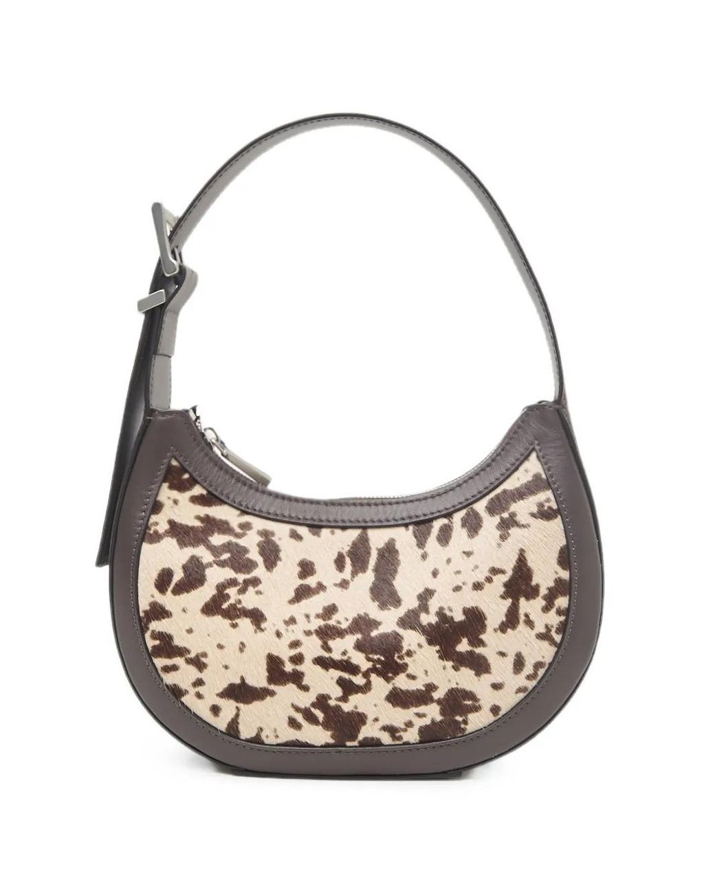 Peserico Gray Animal-Print Calf Leather Shoulder Bag