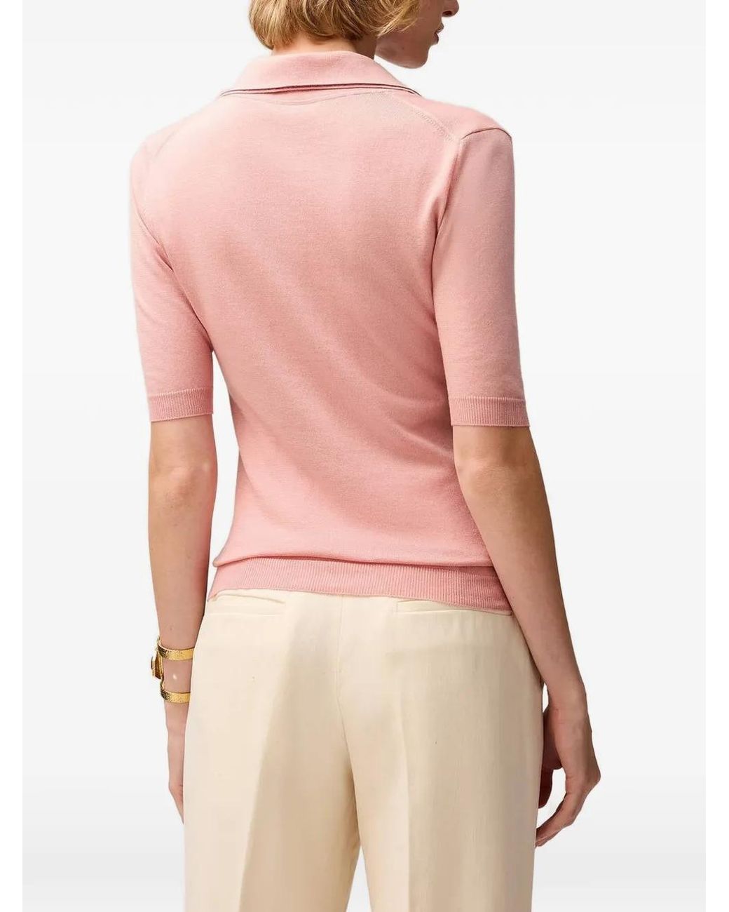 RETORI Pink Jersey-Stitch Knit Polo Shirt
