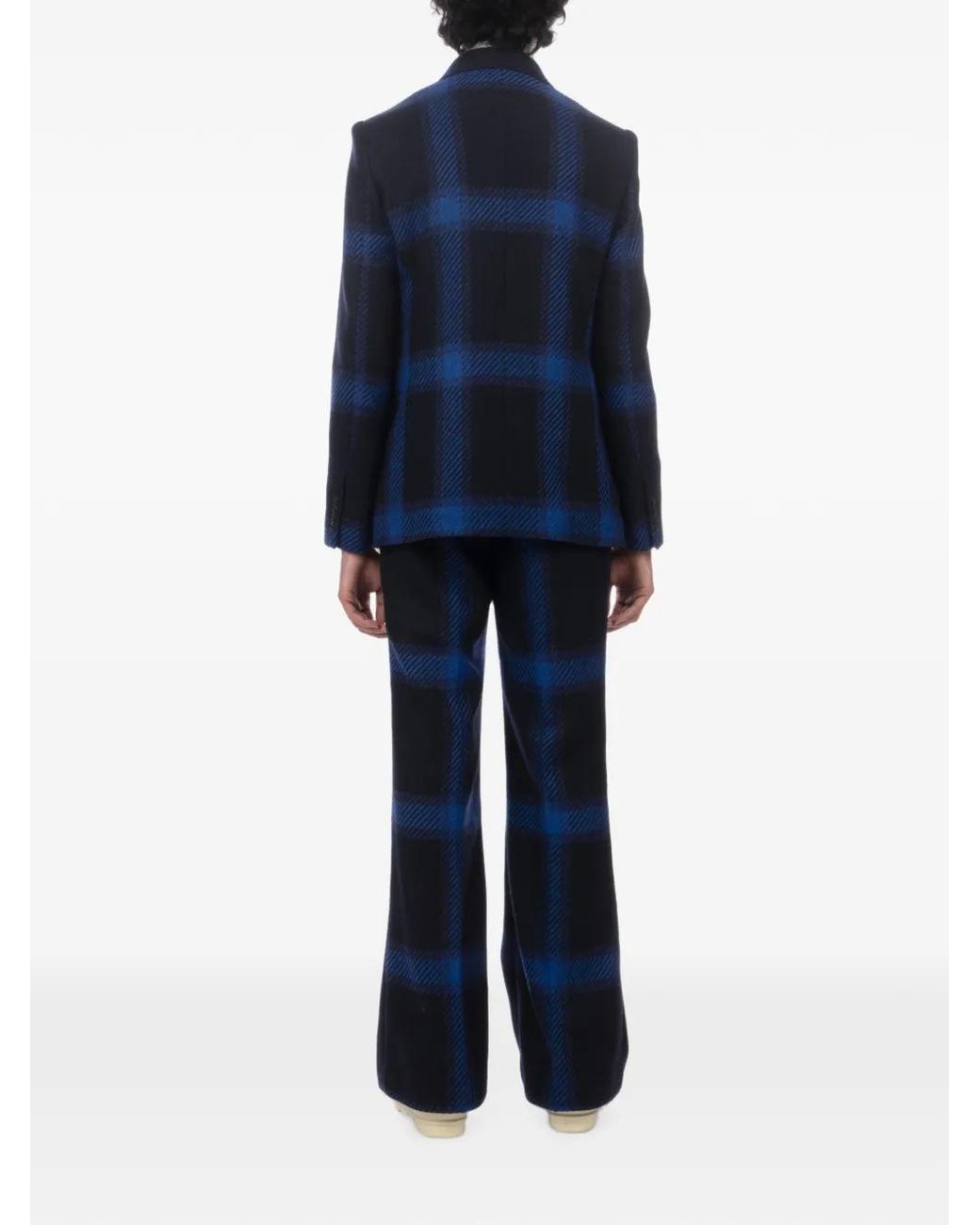 Walter Van Beirendonck Blue Check-Pattern Wool Blazer for men