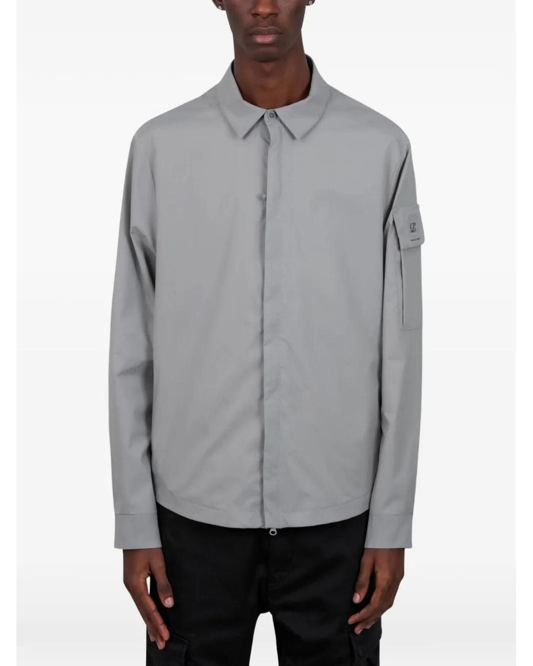 C P Company Gray Metropolis Series Metro-Tek Zip Overshirt for men