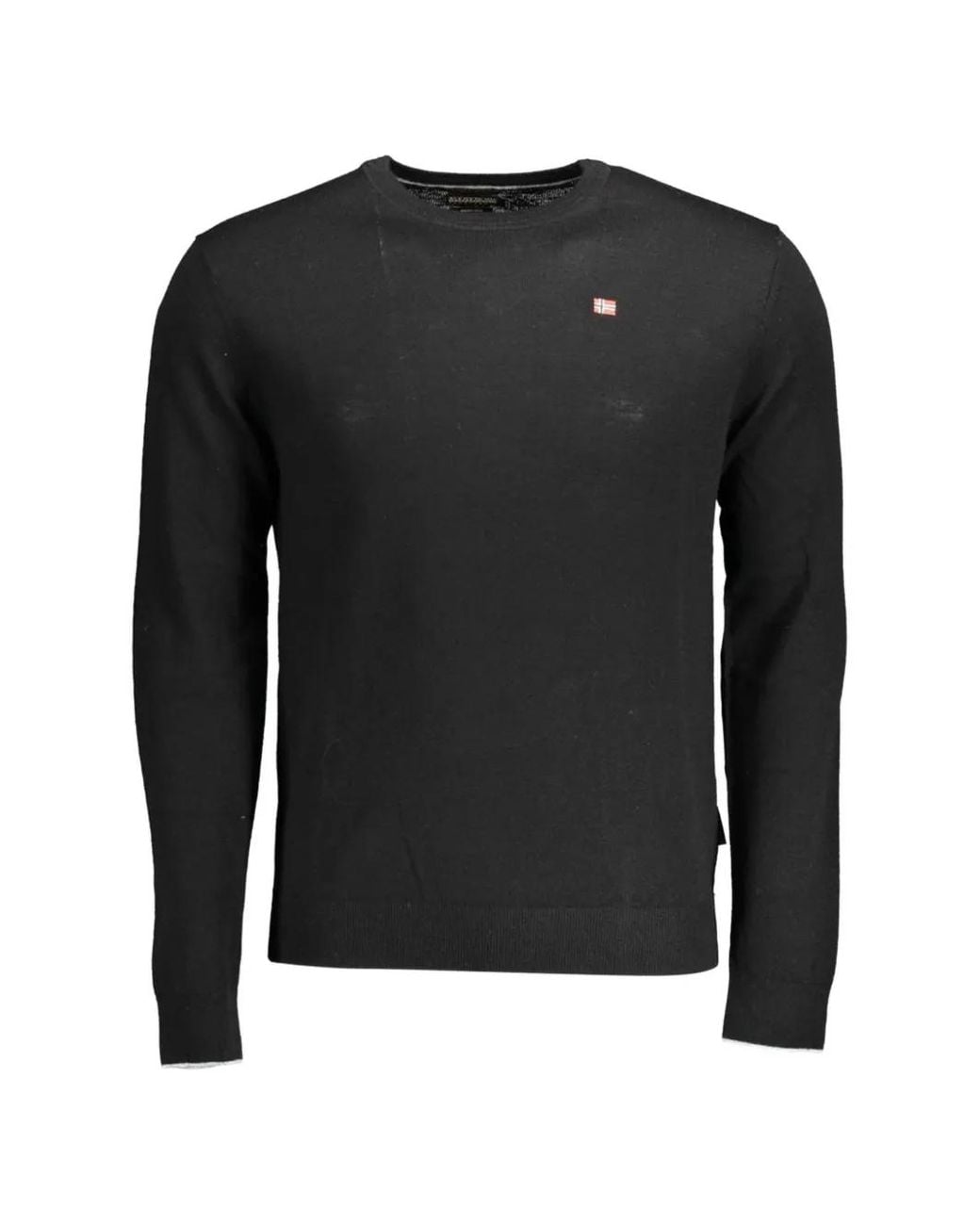 Napapijri Black Logo-Patch Crew-Neck Sweater for men