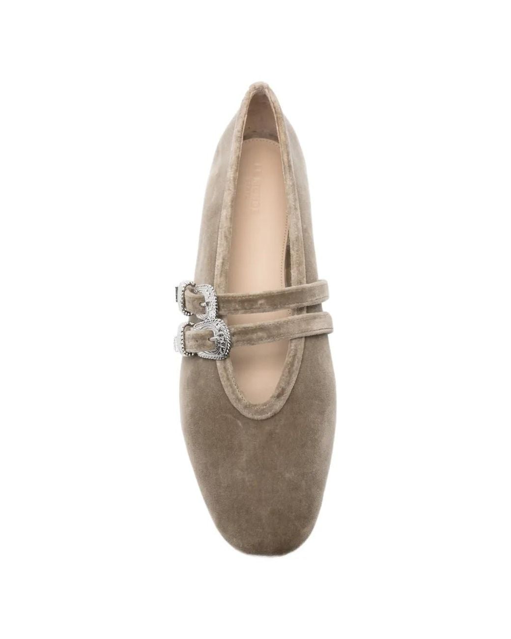 Le Monde Beryl White Claudia Velvet Ballet Flats