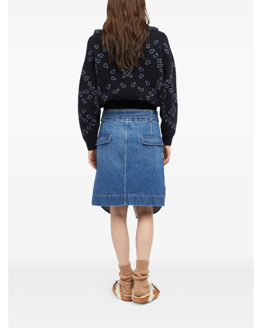 Alanui Blue Bandana-Jacquard Fringed Cardigan