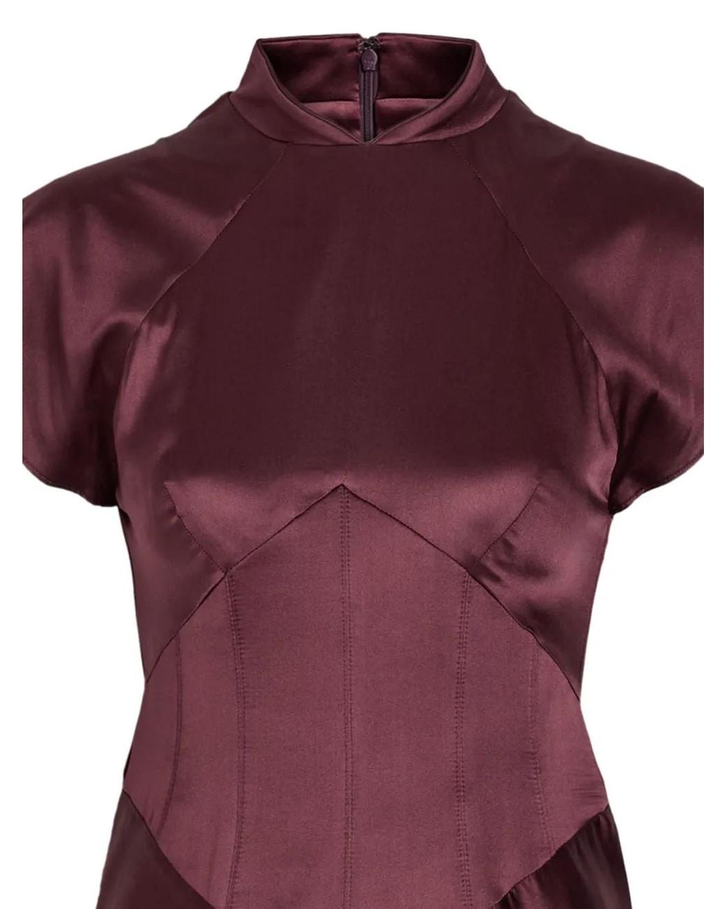De La Vali Purple Alizee Ruffle Trim Panelled Dress
